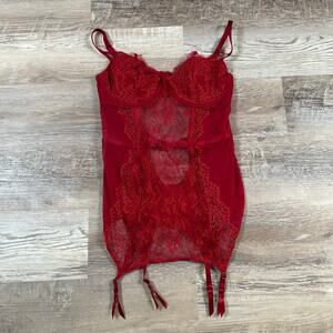 Vintage Y2K Victoria’s Secret Red Lace Bustier Corset - 36D